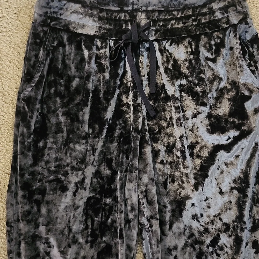Grey Crushed Velvet Jogger/lounge Pants - Picture 2 of 3